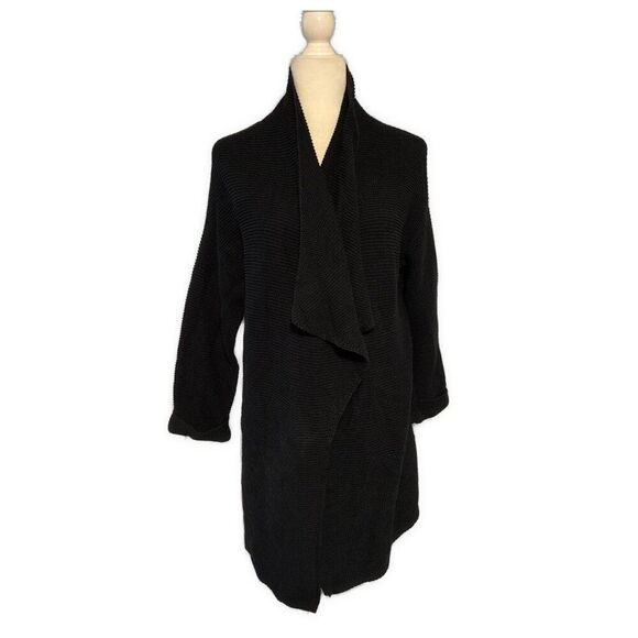 H&m Women’s Solid Black Cable Knit Long Sleeve Cardigan Sweater Xs Small - Picture 1 of 4